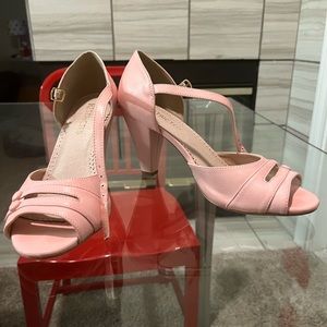Pink Open Toe Strap Heel